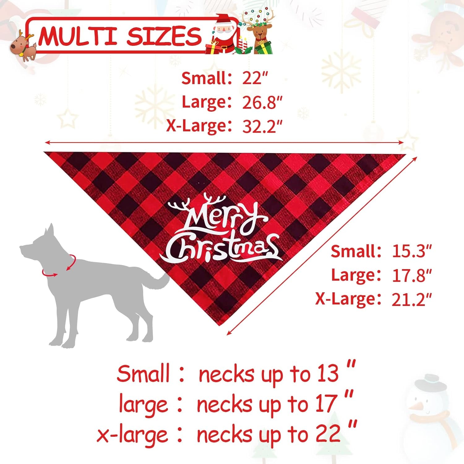 2 Pack Dog Bandanas Christmas Classic Buffalo Plaid Dog Bandana Dog Scarf Triangle Bibs Kerchief Merry Christmas Pet Costume for Small Medium Large Dogs Cats Pets (Christmas 1, Large)