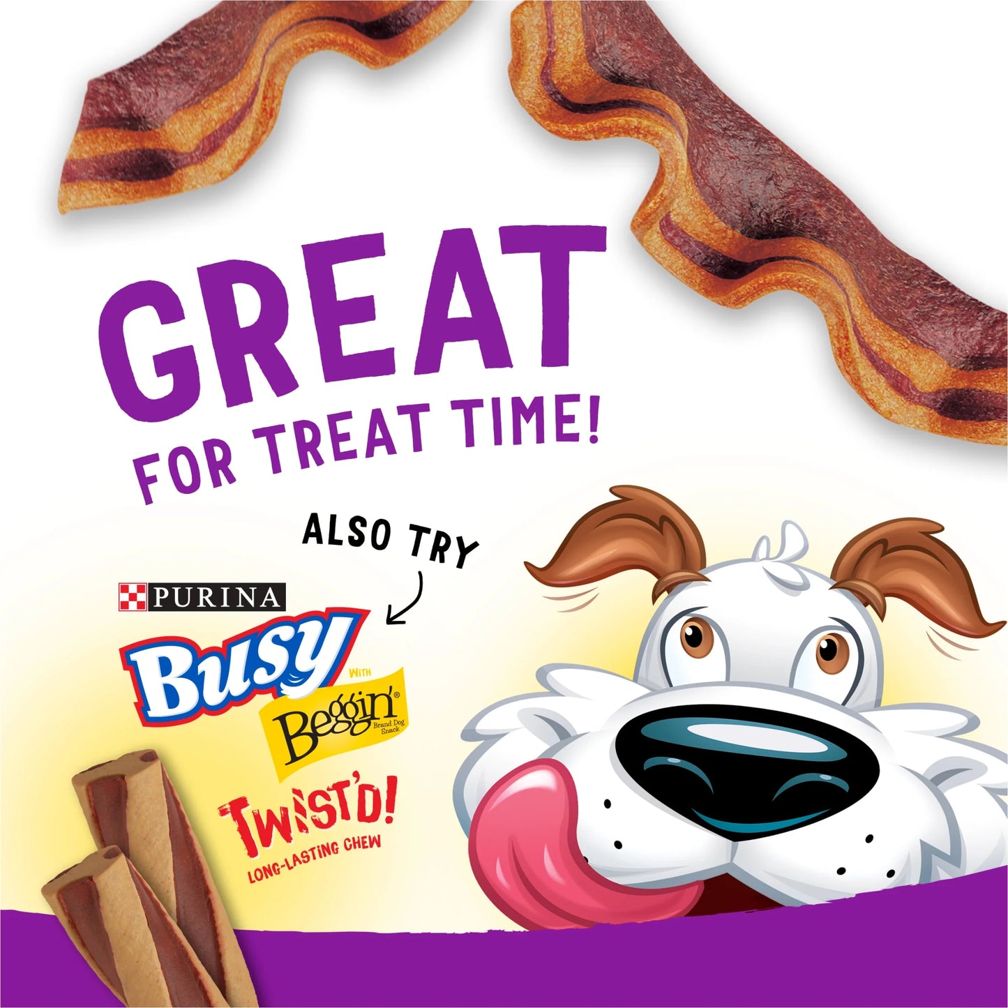 Purina  Strips Dog Treats with Real Bacon & Peanut Butter Flavors Tender Chews, 40 Oz Pouch