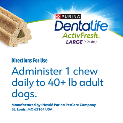 Purina  Activefresh Large Dog Treats Dental Chews with Chicken, 35 Oz Pouch, 2 Packs (30 Count)