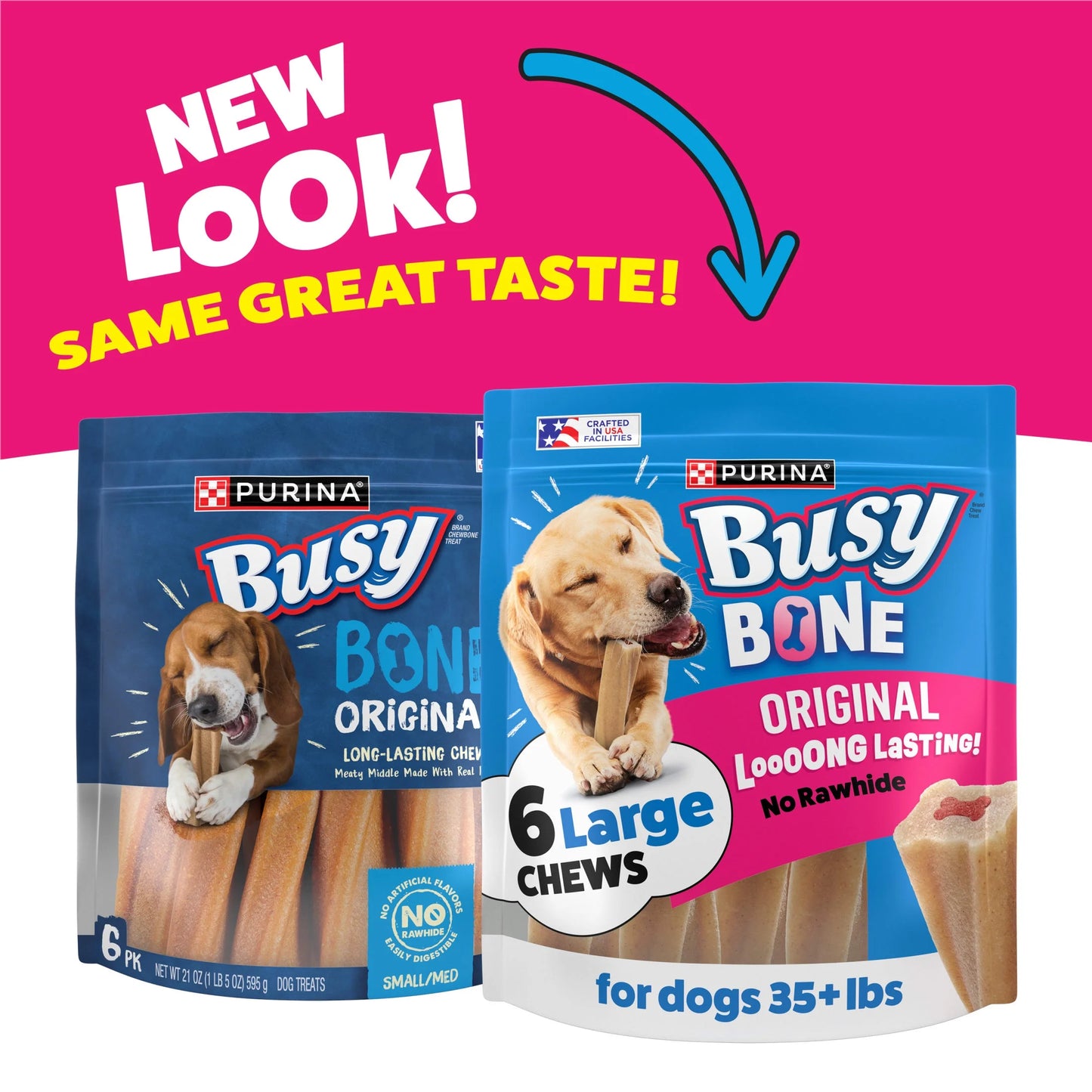 Purina  30-70+ Lbs Dog Treats Original Pork, Long-Lasting Chews, 21 Oz Pouch (6 Count)