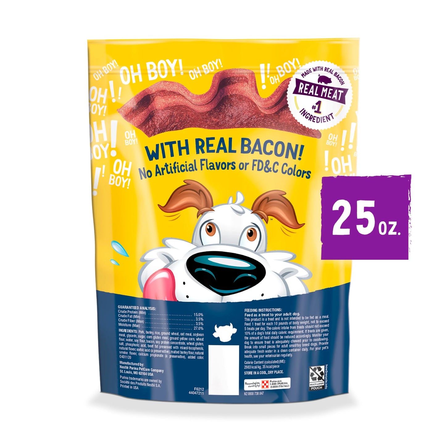 Purina  Strips Dog Treats with Real Bacon & Beef Flavors Tender Chews, 25 Oz Pouch