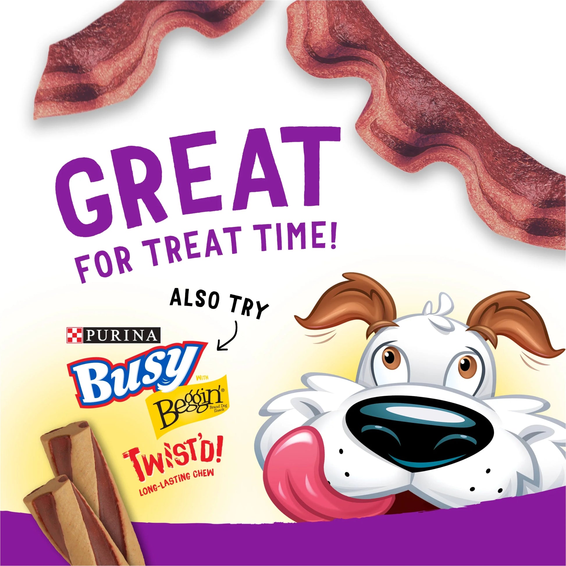 Purina  Strips Dog Treats with Real Bacon & Beef Flavors Tender Chews, 25 Oz Pouch