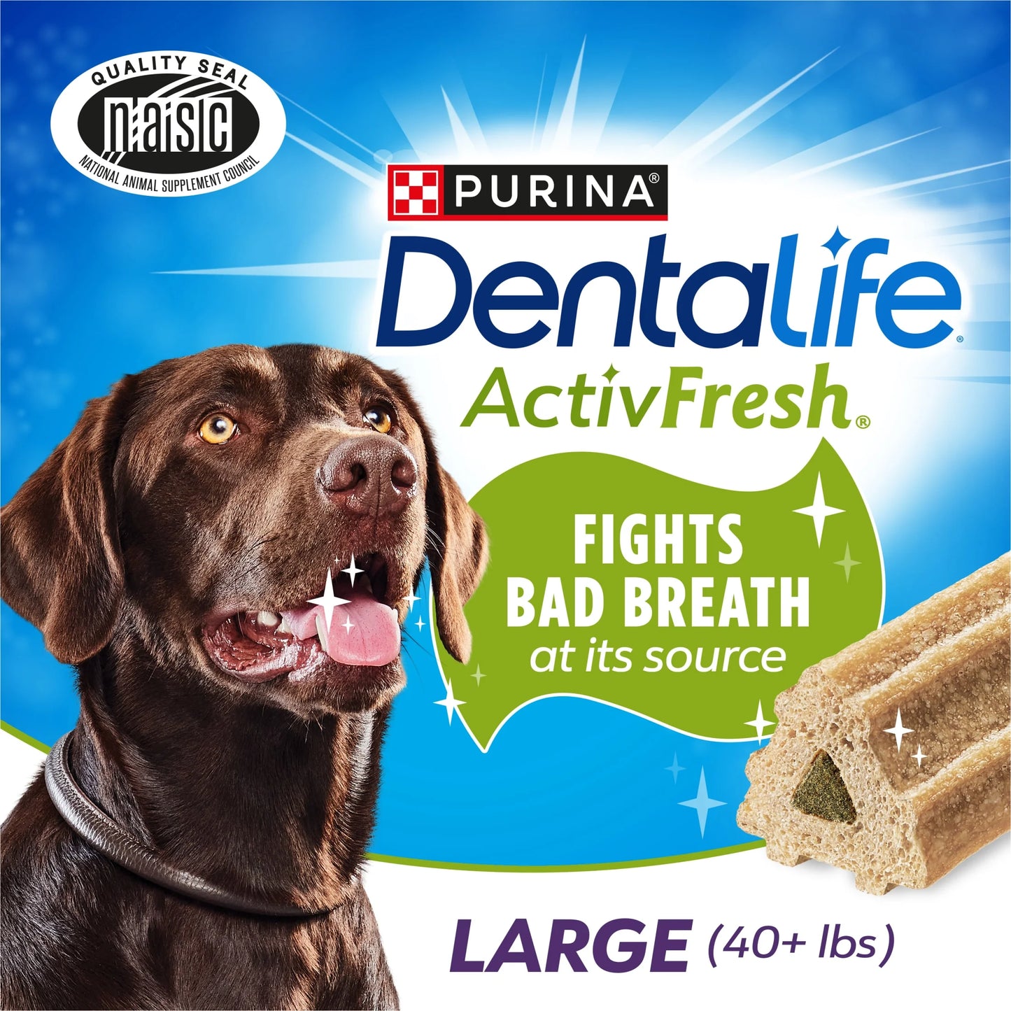Purina  Activefresh Large Dog Treats Dental Chews with Chicken, 35 Oz Pouch, 2 Packs (30 Count)