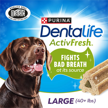 Purina  Activefresh Large Dog Treats Dental Chews with Chicken, 35 Oz Pouch, 2 Packs (30 Count)